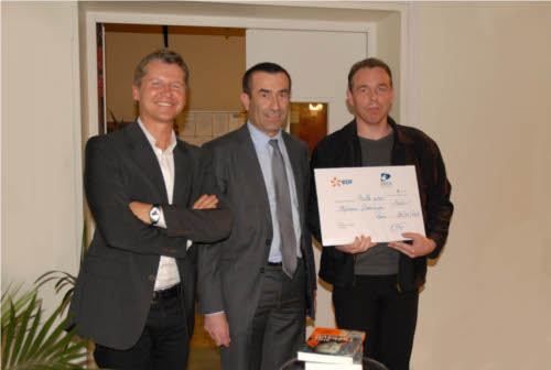 Alain Thébault, Président du jury ; Xavier Ursat, EDF ; Stéphane Dorschner, 2e prix "Grand public"